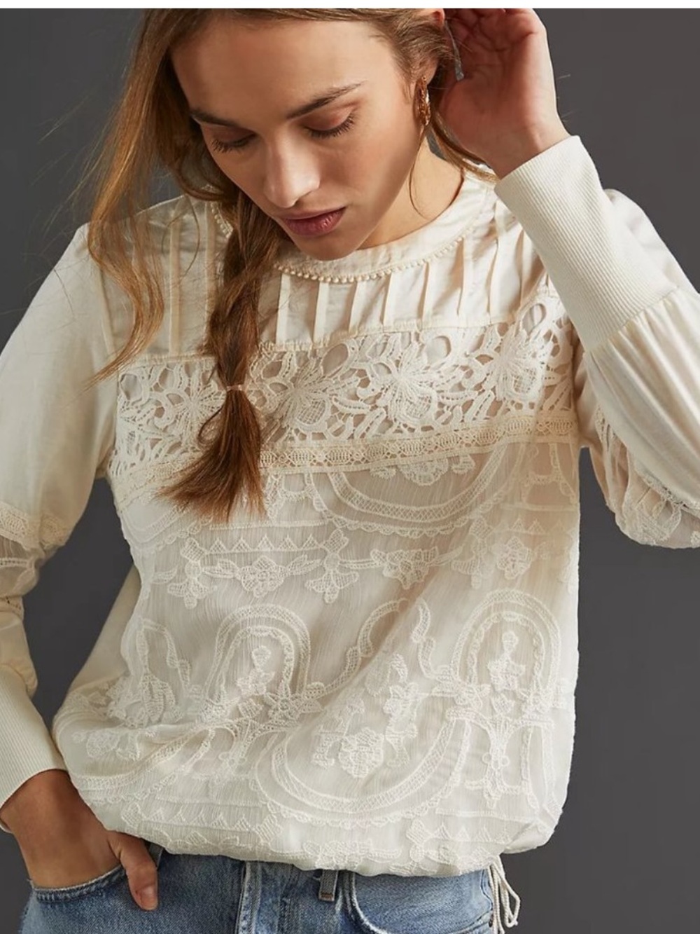 Anthropologie Tiny Ivory Cream Lace Top Medium